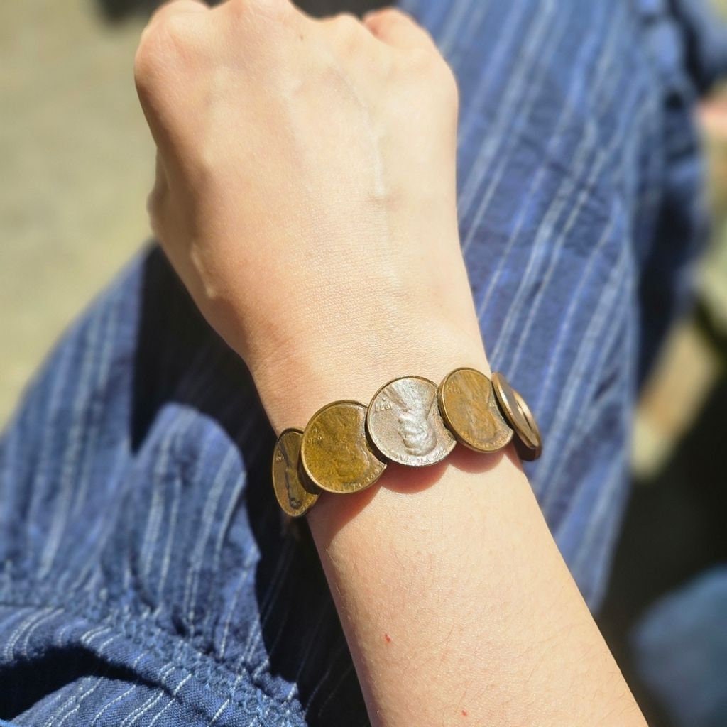 Vintage Handmade Copper Penny Cuff Bracelet