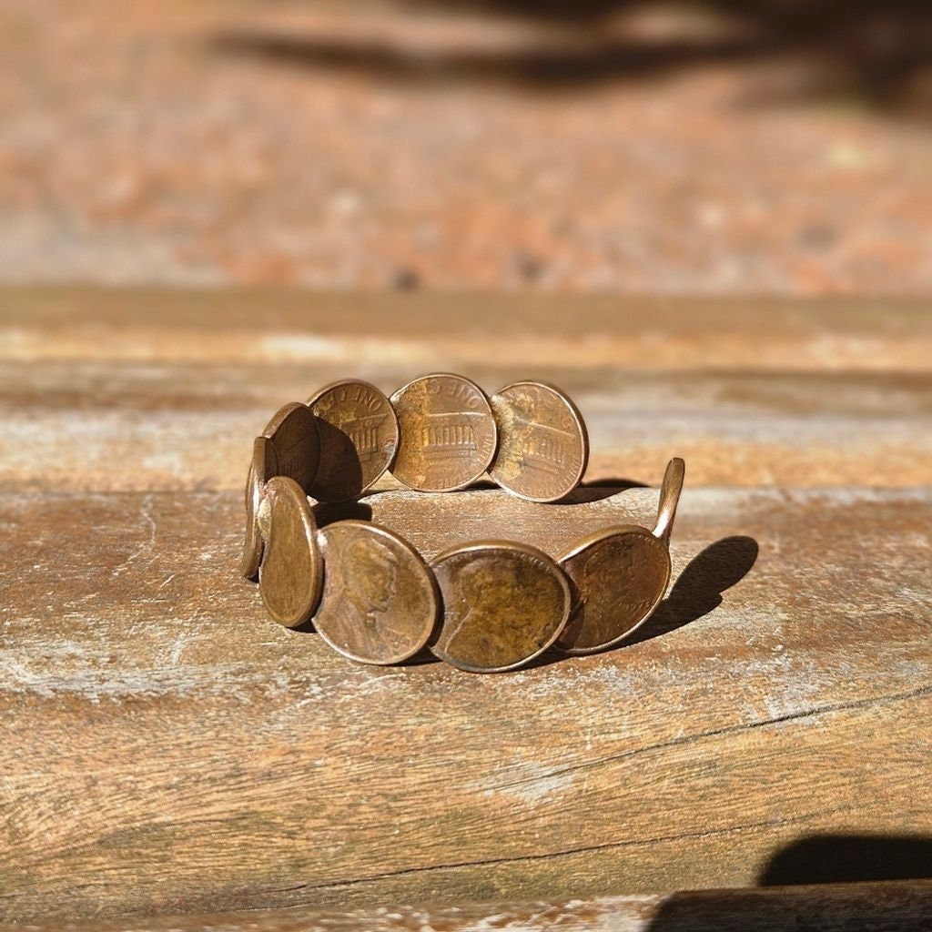 Vintage Handmade Copper Penny Cuff Bracelet