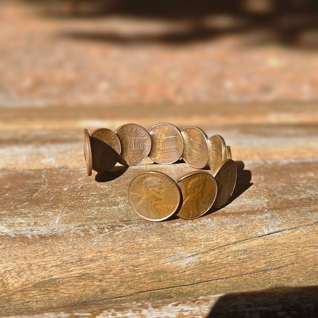 Vintage Handmade Copper Penny Cuff Bracelet