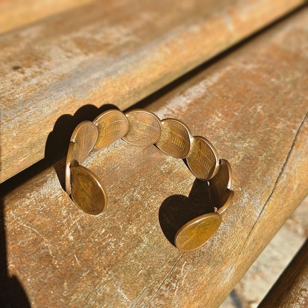 Vintage Handmade Copper Penny Cuff Bracelet
