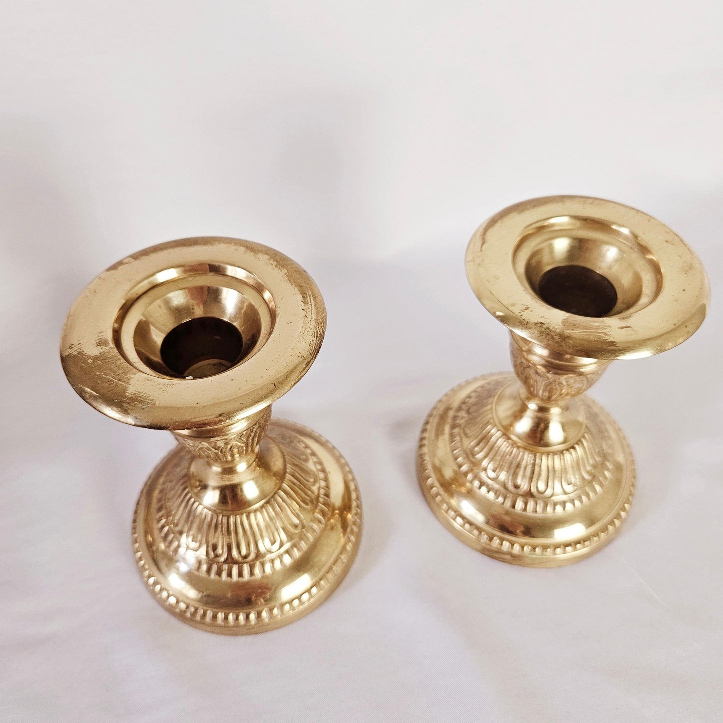 Vintage Decorative Brass Candlestick Holder Set