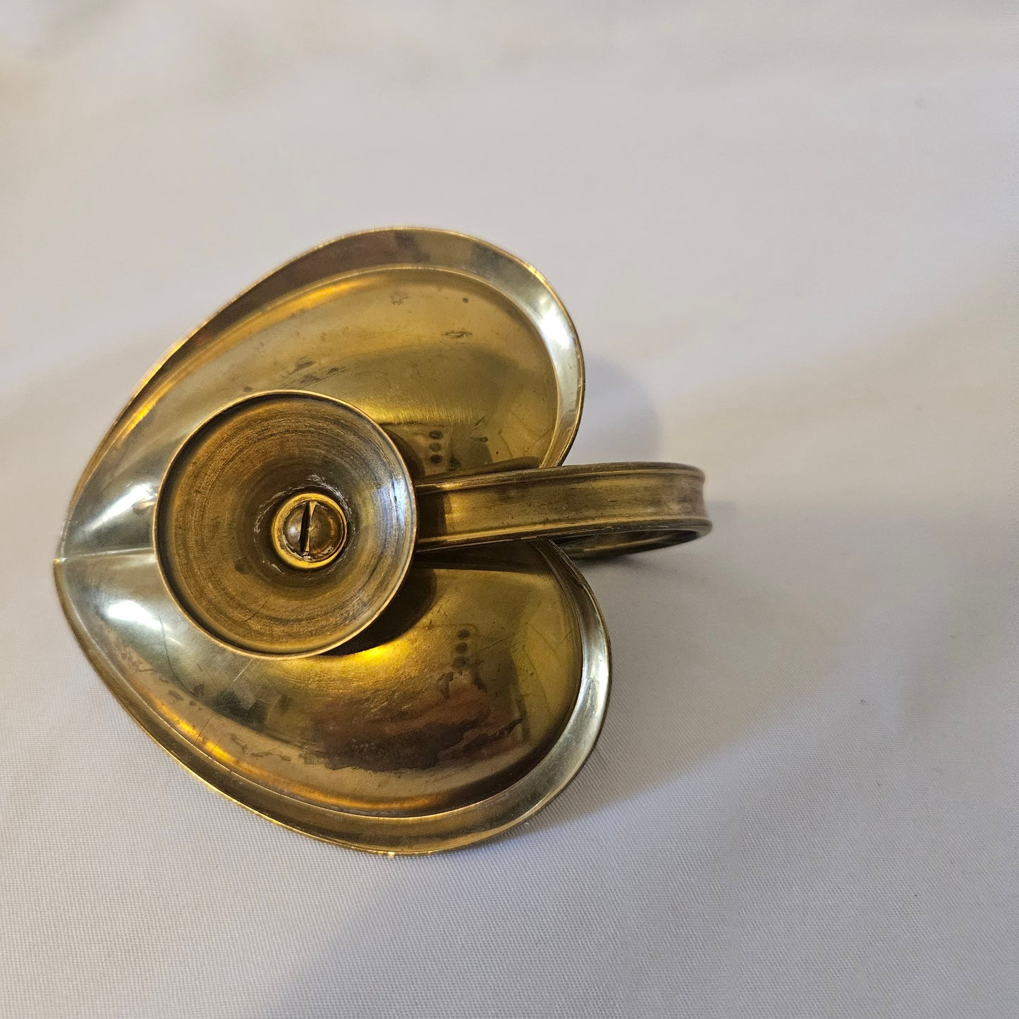 Vintage Heart Shaped Chamber Candle Holder Solid Brass