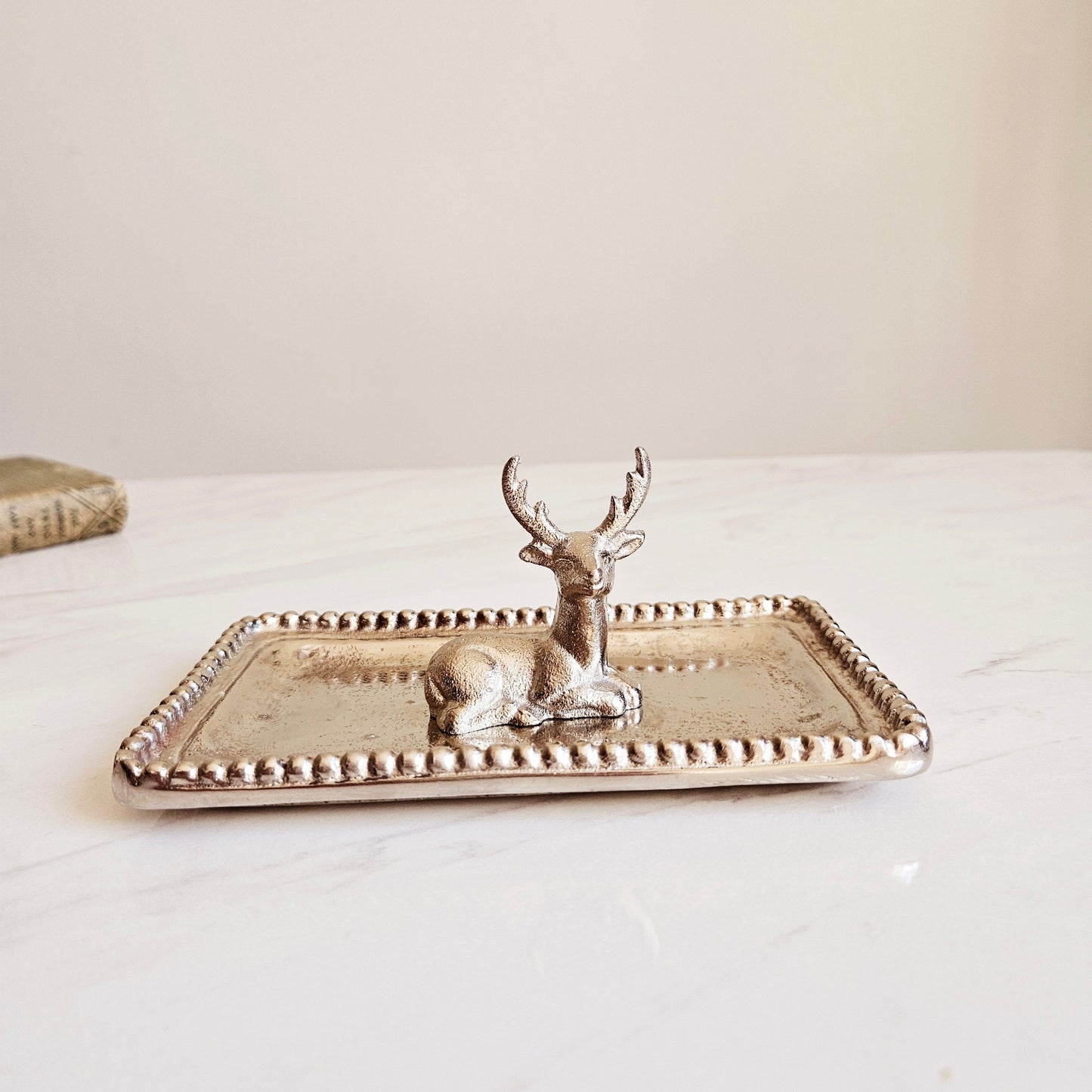 Vintage Collector's Silver Deer Jewelry Tray / Nut Tray