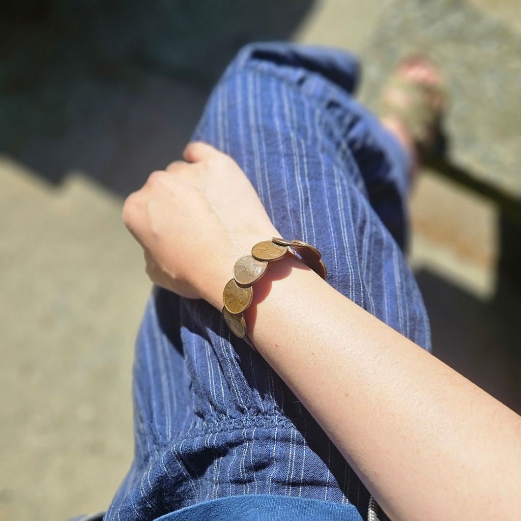 Vintage Handmade Copper Penny Cuff Bracelet