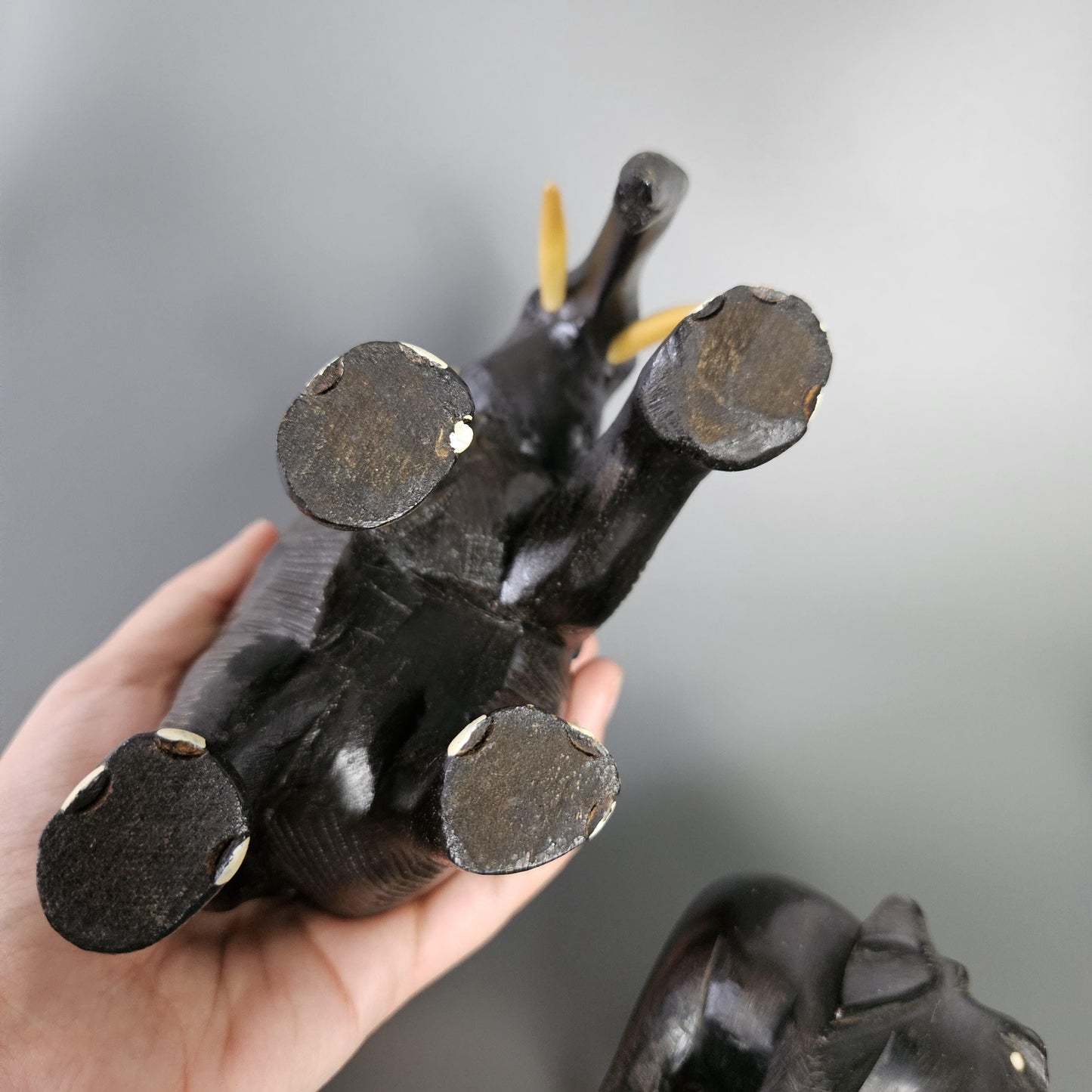 Pair of Hand Carved Wooden Elephant Statue