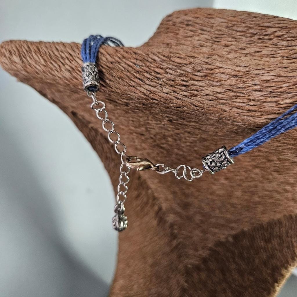 Round Blue Glass Pendant Necklace
