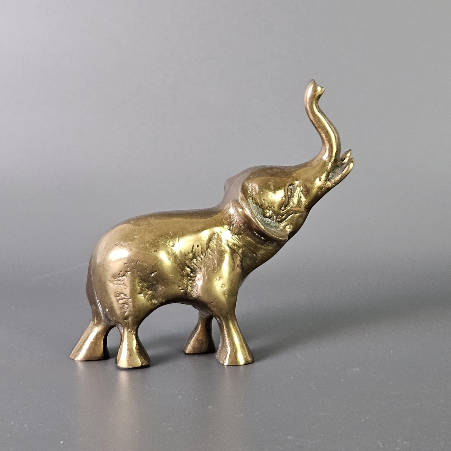 Small Vintage Gold Painted Iron Elephant Figurine