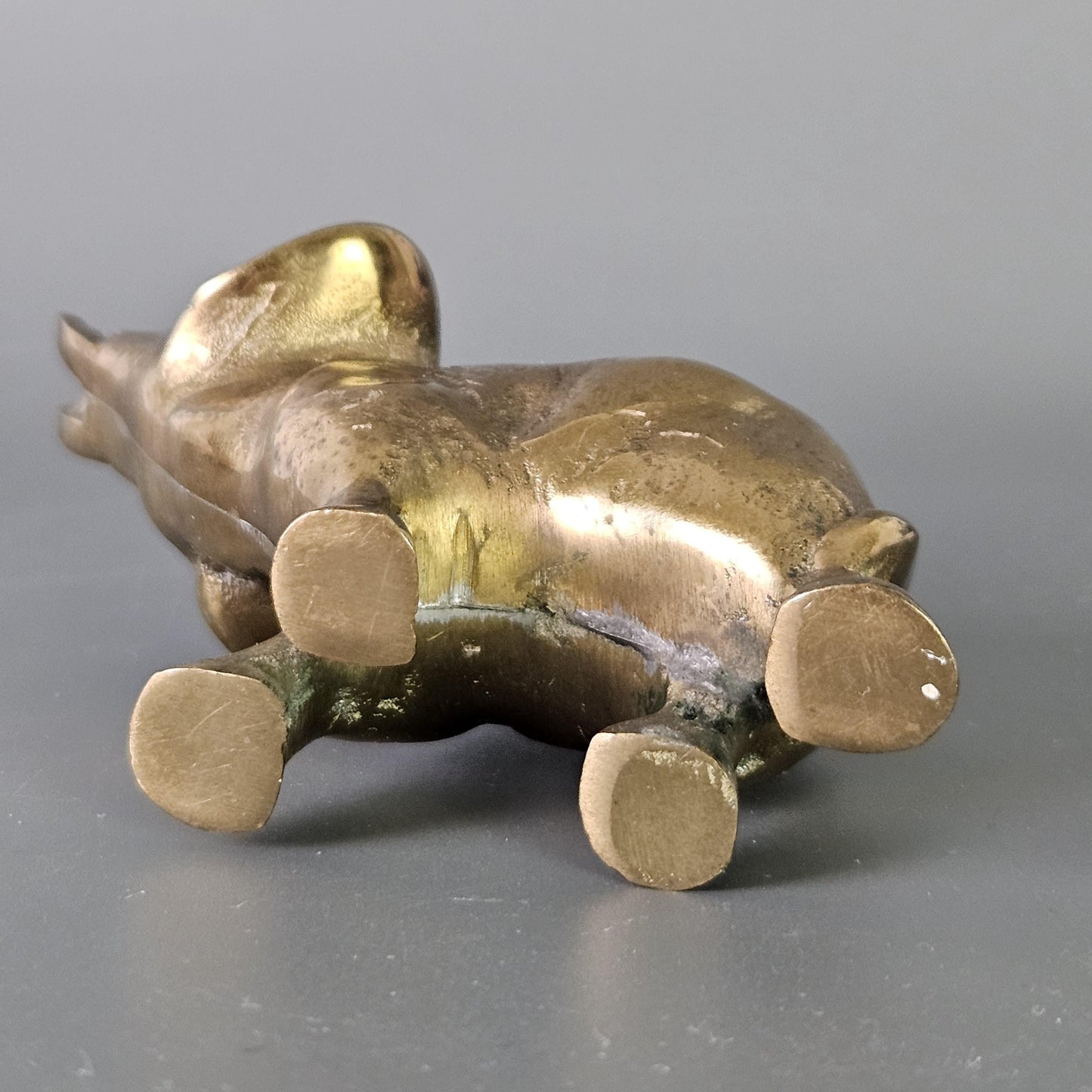 Small Vintage Gold Painted Iron Elephant Figurine