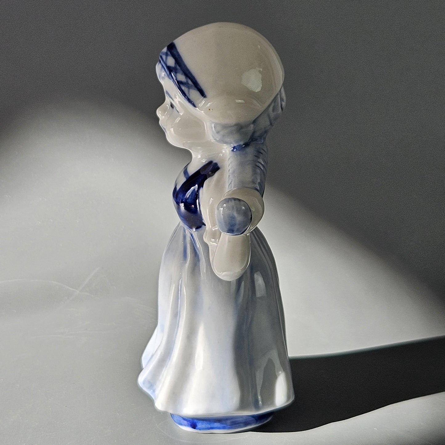 Vintage Delft Blue & White Porcelain Dutch Girl Water Carrier