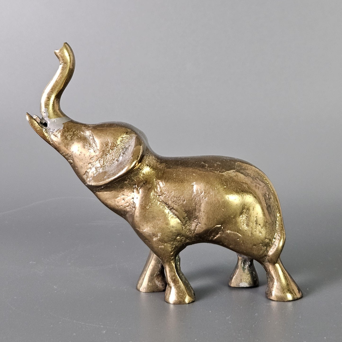 Small Vintage Gold Painted Iron Elephant Figurine
