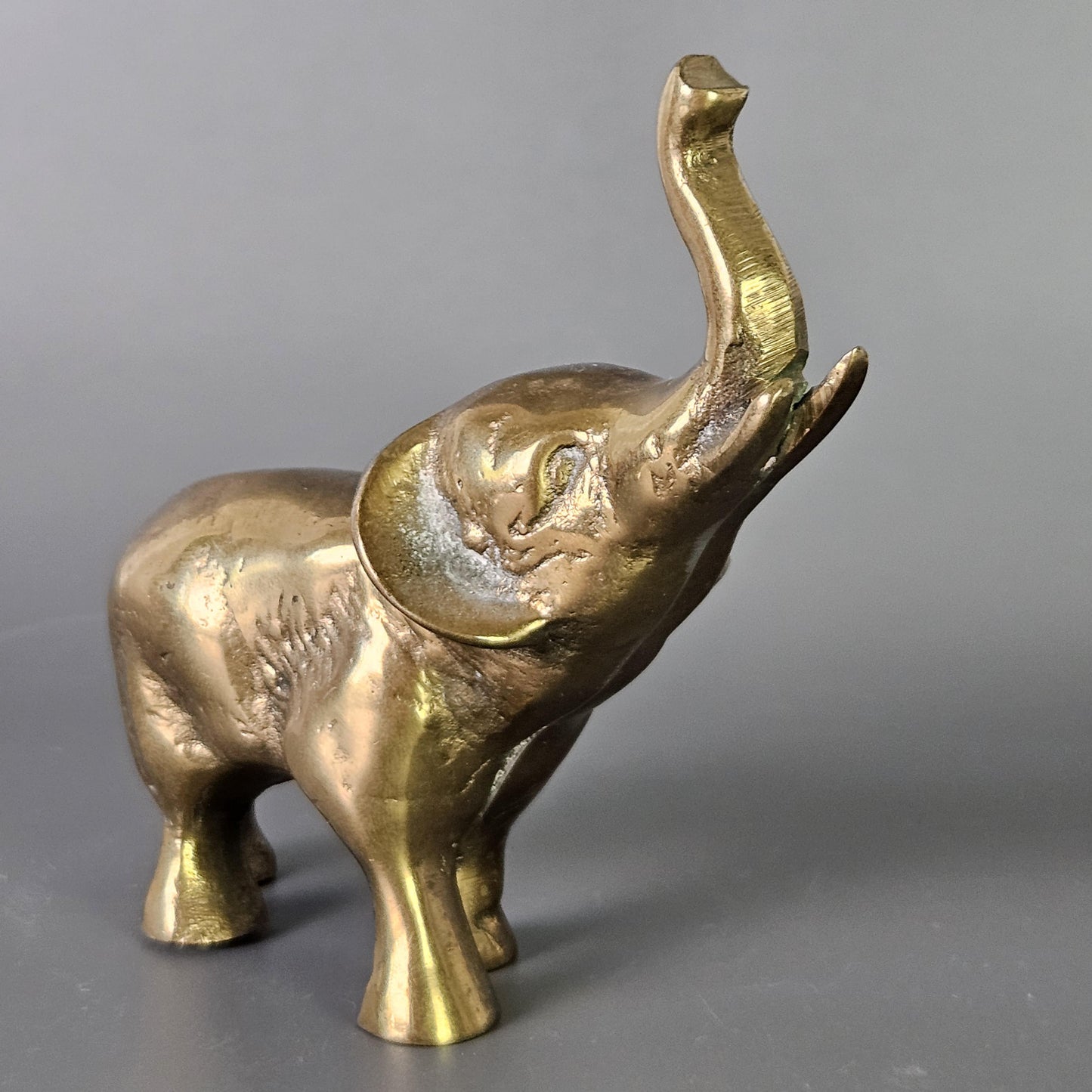 Small Vintage Gold Painted Iron Elephant Figurine