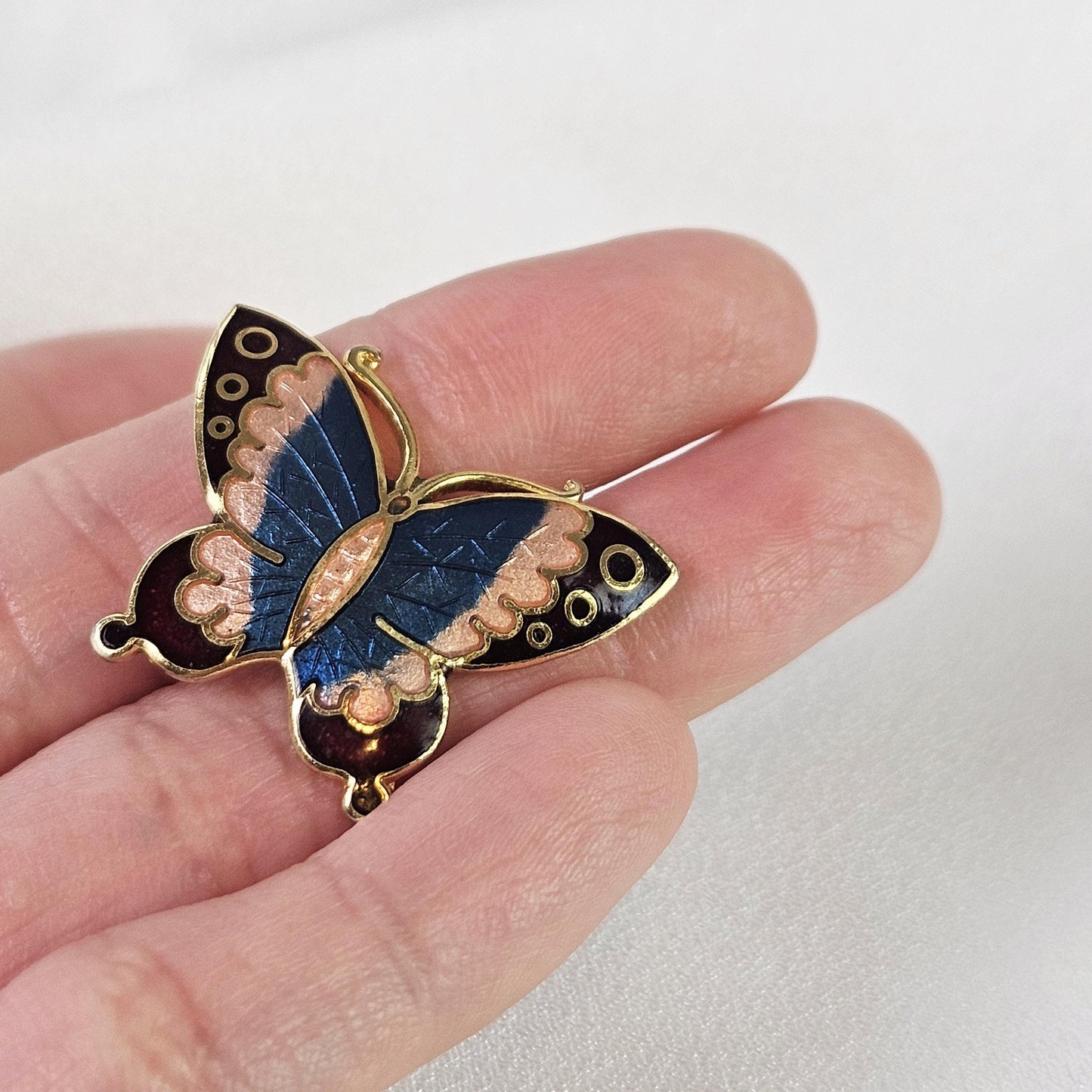 Vintage Enamel Multicolor Butterfly Metal Earrings