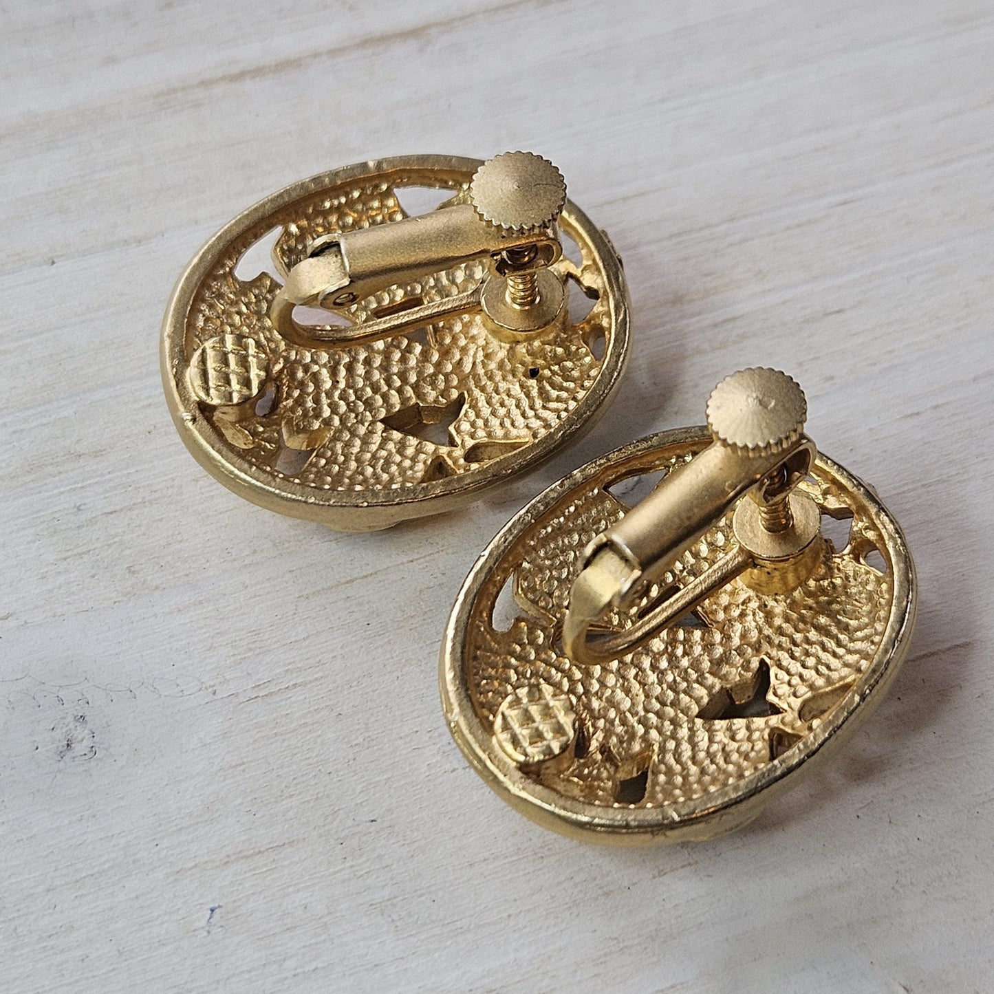 Vintage Gold-Tone Multicolor Crystal Screwback Earrings