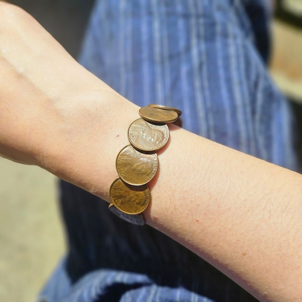 Vintage Handmade Copper Penny Cuff Bracelet