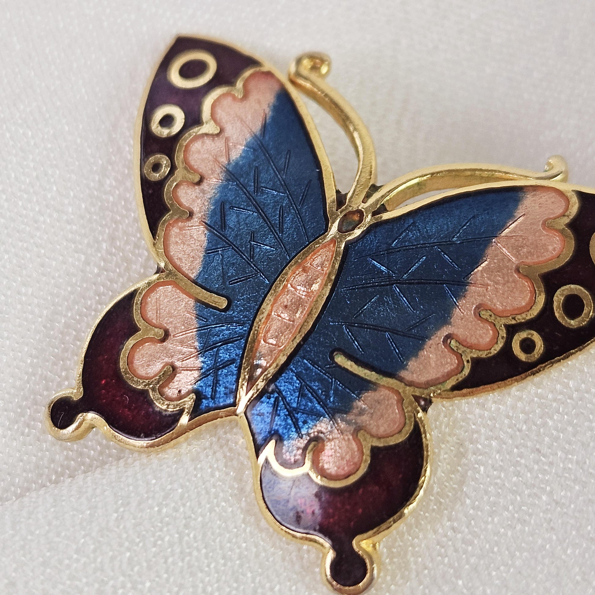 Vintage Enamel Multicolor Butterfly Metal Earrings