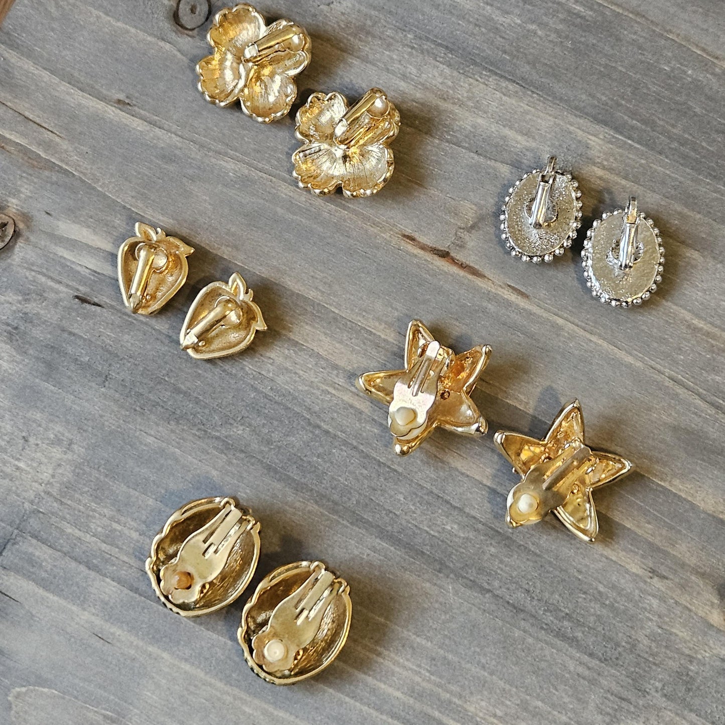 Vintage Clip-On Earrings, Flower, Strawberry, Star, and Holiday Designs