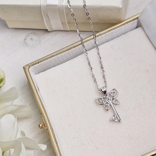 Celtic Butterfly Key 925 Pendant Necklace